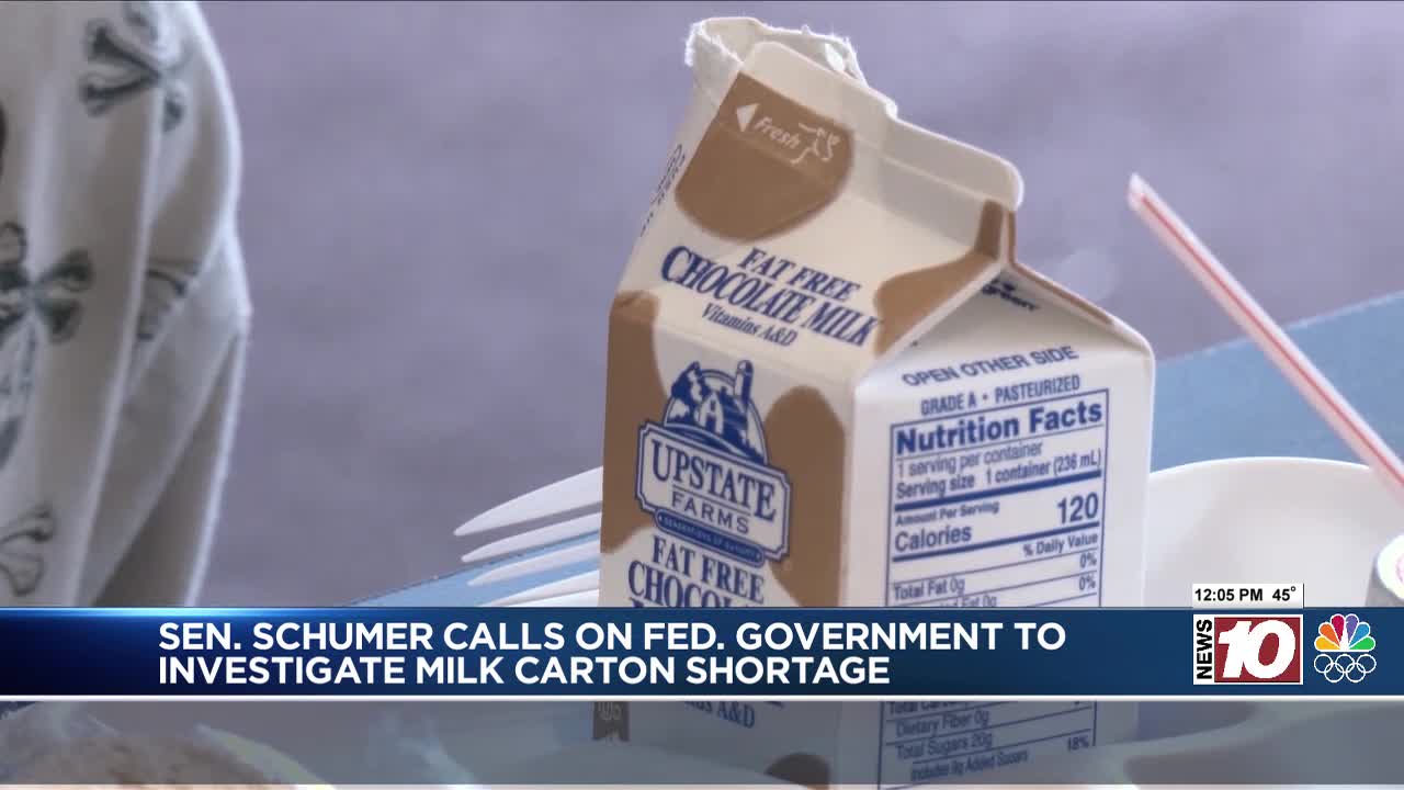 Sen. Schumer calls on USDA to address milk carton shortage impacting