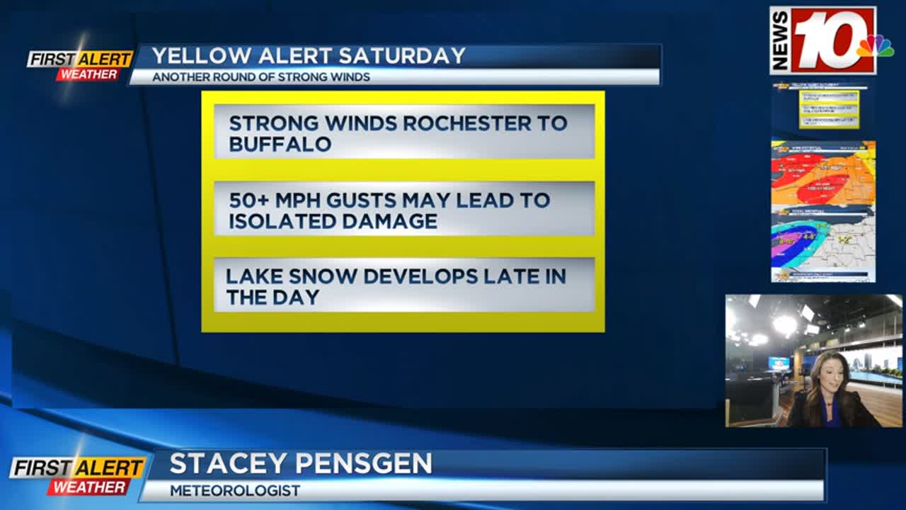 Yellow Alert Saturday for strong winds, plus developing lake effect snow 
